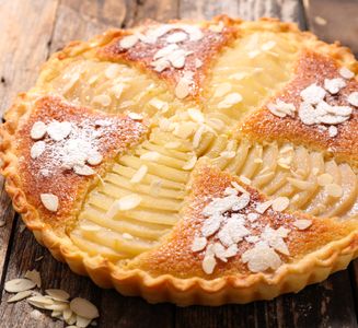 Tarte flamande amandes effilées poires St Mamet