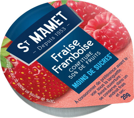 Confiture de fraise / framboise 50% de fruits allégée en sucres