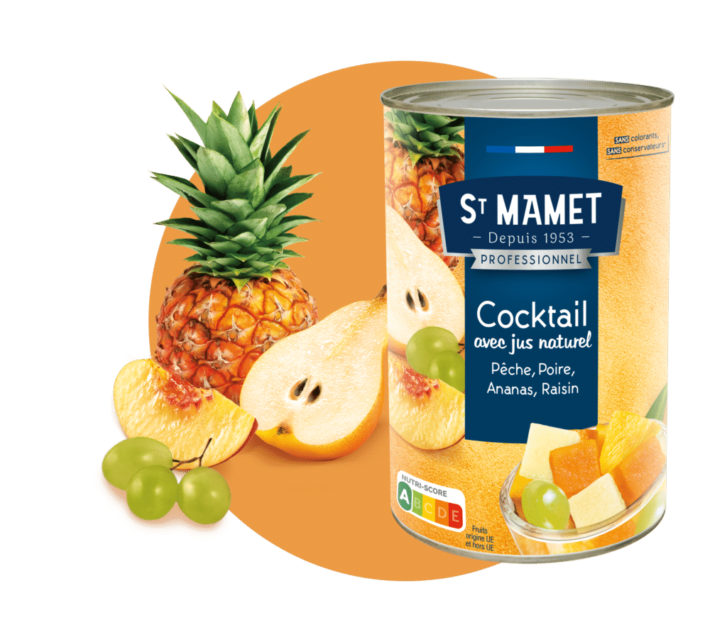 Cocktail de fruits 5/1 St Mamet Pêche, Poire, Ananas, Raisin