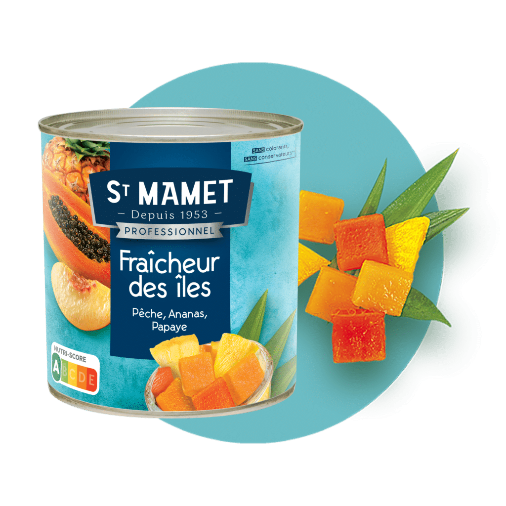 Fraîcheur des îles salade de fruits pêche, ananas, papaye St Mamet