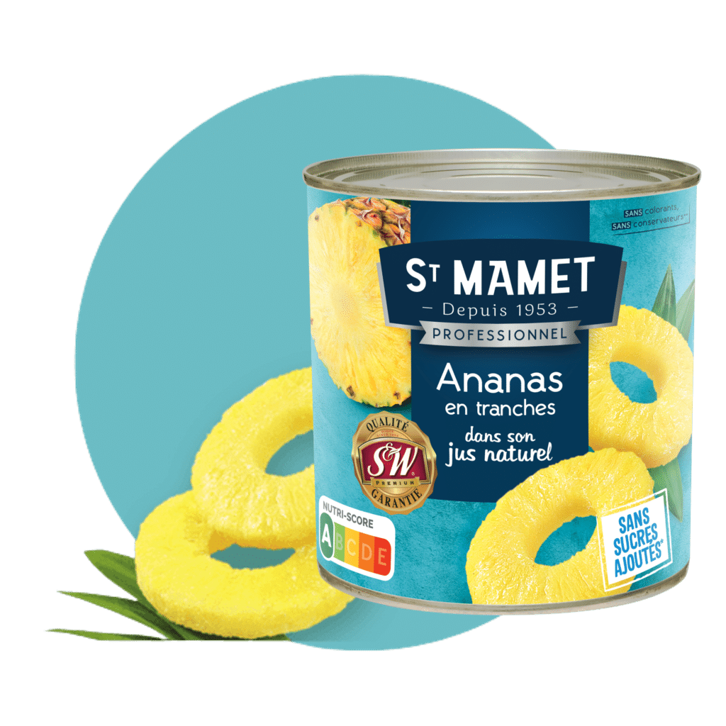 Ananas tranches entières sans sucres ajoutés A10 St Mamet
