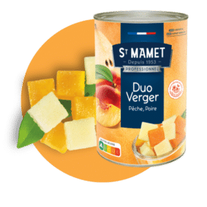 Salade de fruits DUO Verger HVE Pêche Poire St Mamet / Saint Mamet