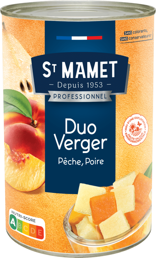Salade de fruits DUO Verger HVE Pêche Poire St Mamet / Saint Mamet