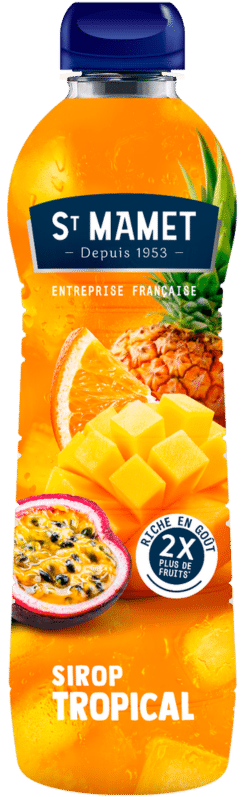 Sirop Tropical St Mamet 2x plus de fruits riche en goût / Ananas - Orange - Mangue - Passion