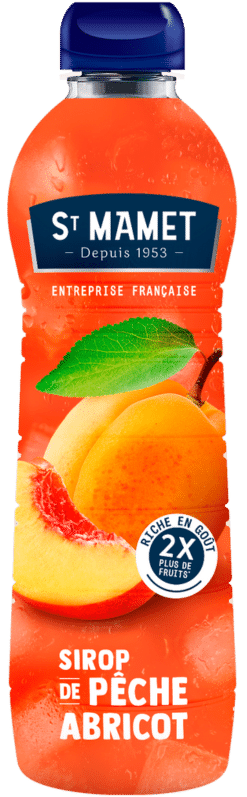 Sirop Pêche Abricot St Mamet 2x plus de fruits riche en goût