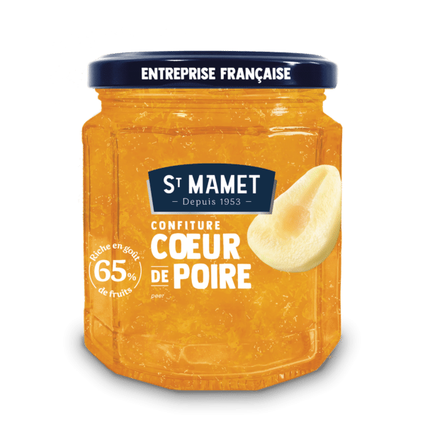 Confiture Coeur de fruit poire St Mamet 65% de fruit