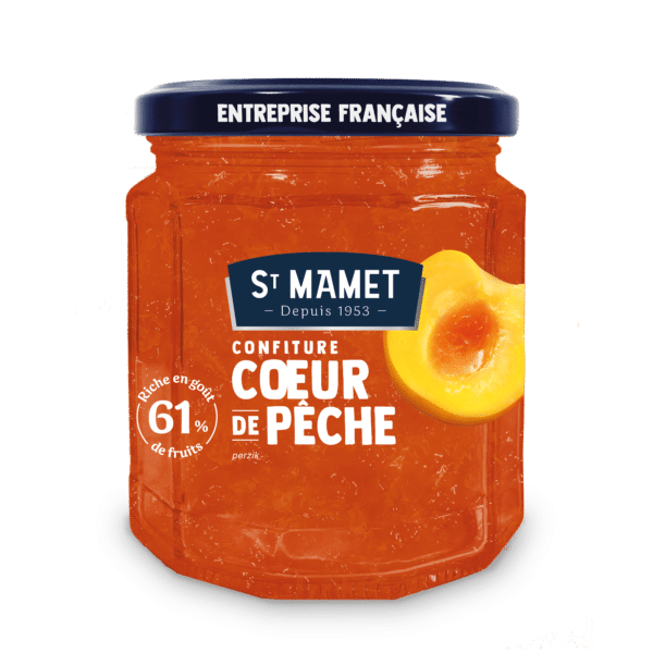 Confiture Coeur de fruit pêche St Mamet 61% de fruit