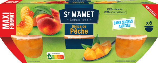 Cups fruits en morceaux pêche maxi format Sans sucres ajoutés St Mamet