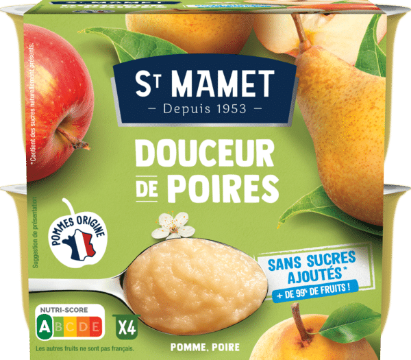 Compote Poires Douceur de fruits St Mamet Sans sucres ajoutés