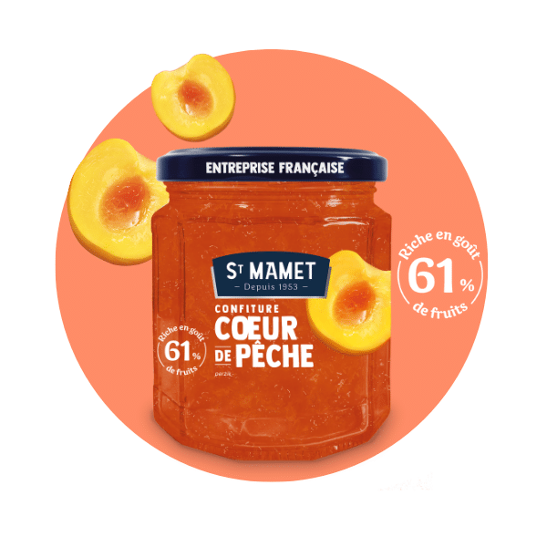 Confiture Coeur de fruit pêche St Mamet 61% de fruit