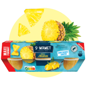 Cups fruits en morceaux Délice d'Ananas maxi format Sans sucres ajoutés St Mamet
