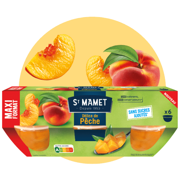 Cups fruits en morceaux pêche maxi format Sans sucres ajoutés St Mamet