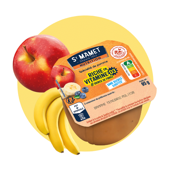 La gamme nutrition compote riche en vitamine D 3 pomme banane St Mamet
