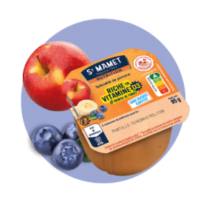Nutritional range compote rich in vitamin D 3 apple blueberry St Mamet