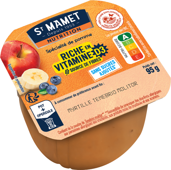 La gamme nutrition compote riche en vitamine D 3 pomme myrtille St Mamet